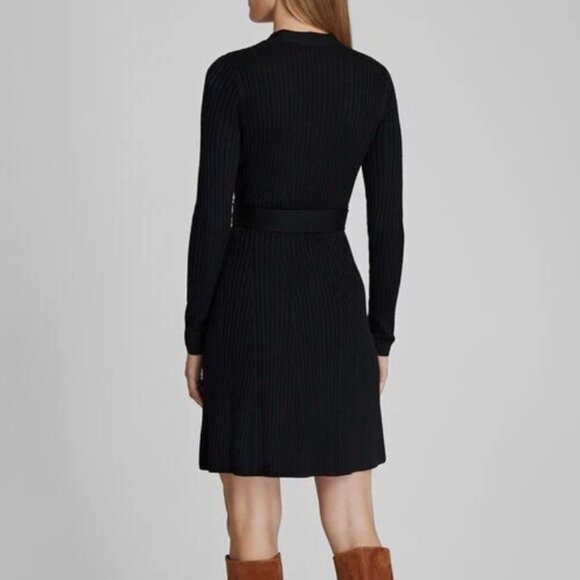 Club Monaco Black Short Wrap Sweater Dress - Picture 2 of 12